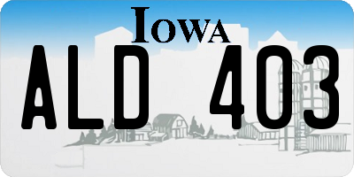 IA license plate ALD403