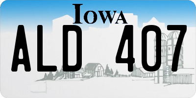 IA license plate ALD407