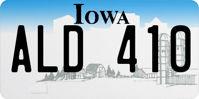 IA license plate ALD410