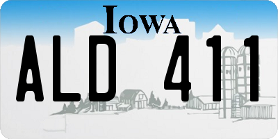 IA license plate ALD411
