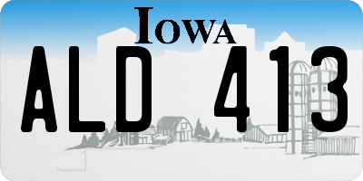 IA license plate ALD413
