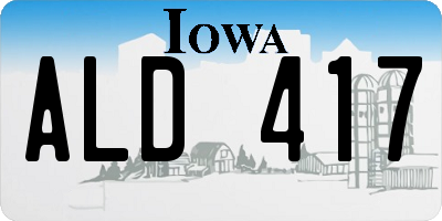 IA license plate ALD417