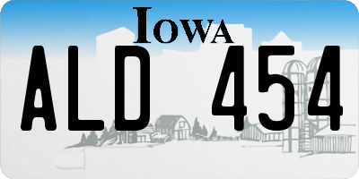 IA license plate ALD454