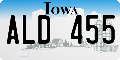 IA license plate ALD455