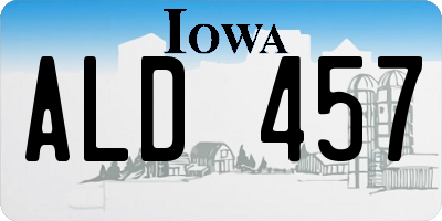 IA license plate ALD457