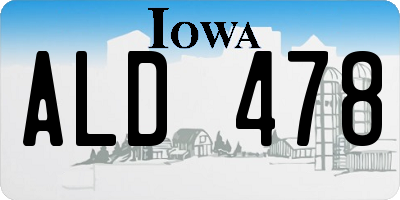 IA license plate ALD478