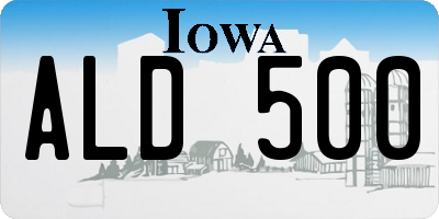 IA license plate ALD500