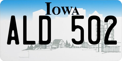 IA license plate ALD502