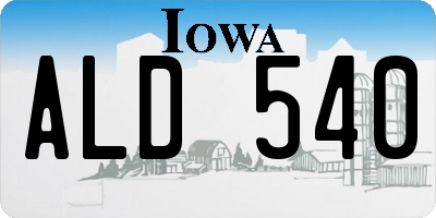 IA license plate ALD540