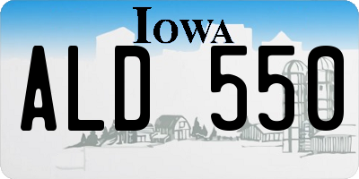 IA license plate ALD550