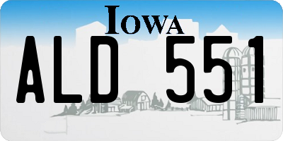 IA license plate ALD551