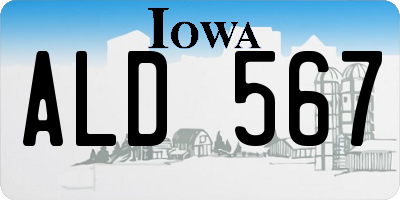 IA license plate ALD567