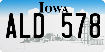 IA license plate ALD578