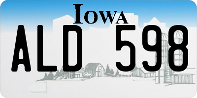 IA license plate ALD598