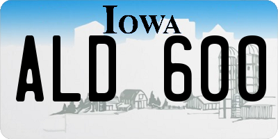IA license plate ALD600