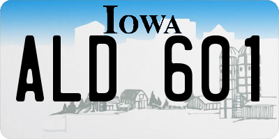 IA license plate ALD601