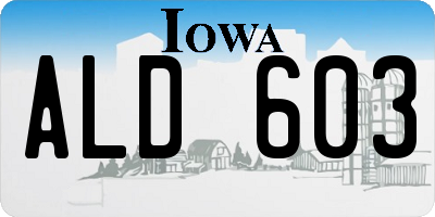 IA license plate ALD603