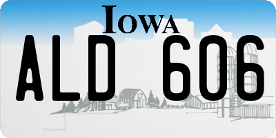 IA license plate ALD606