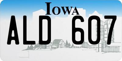 IA license plate ALD607