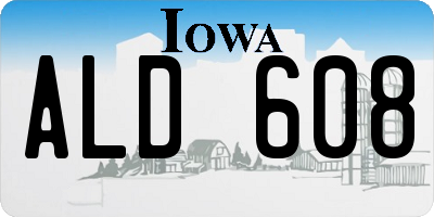 IA license plate ALD608