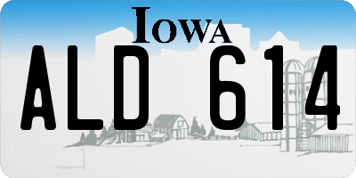 IA license plate ALD614