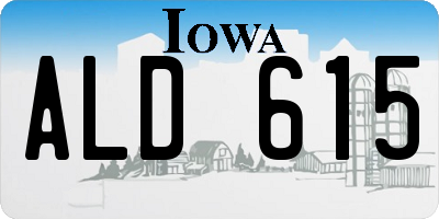 IA license plate ALD615