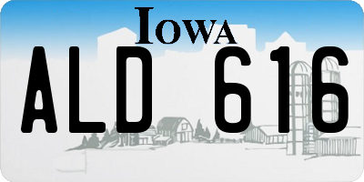 IA license plate ALD616