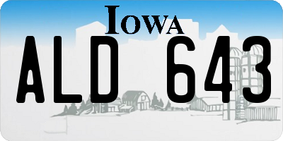 IA license plate ALD643