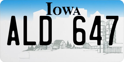 IA license plate ALD647