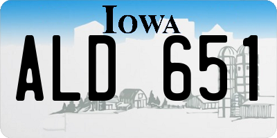 IA license plate ALD651