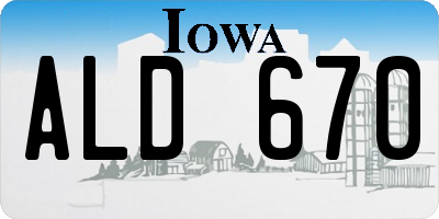 IA license plate ALD670