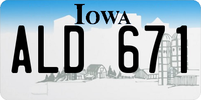 IA license plate ALD671