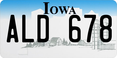 IA license plate ALD678