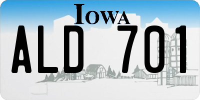 IA license plate ALD701