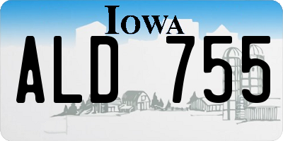 IA license plate ALD755