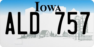 IA license plate ALD757