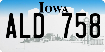 IA license plate ALD758