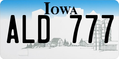 IA license plate ALD777