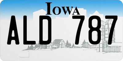 IA license plate ALD787