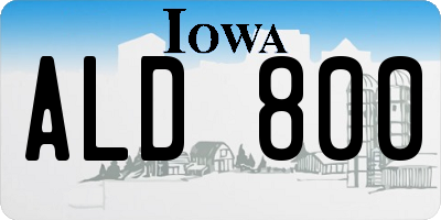 IA license plate ALD800