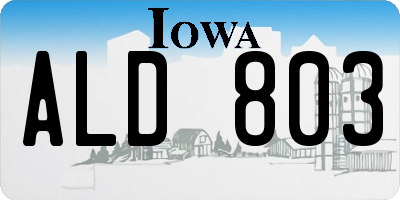 IA license plate ALD803