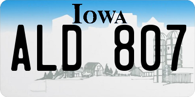 IA license plate ALD807