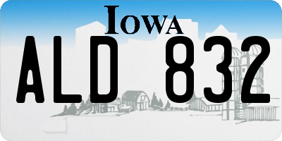 IA license plate ALD832