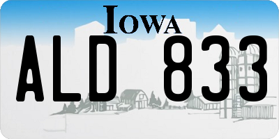 IA license plate ALD833