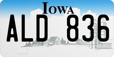 IA license plate ALD836