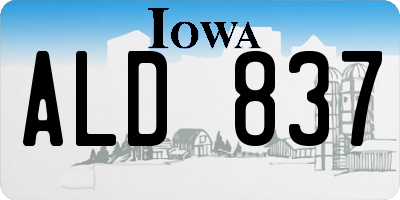 IA license plate ALD837