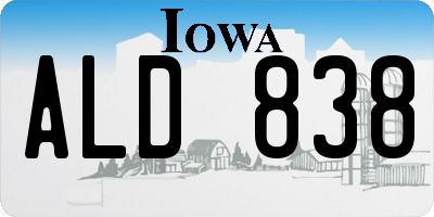 IA license plate ALD838