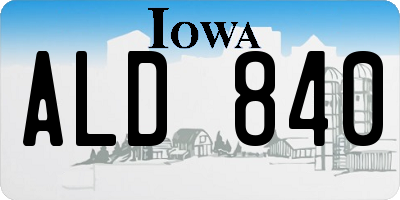 IA license plate ALD840