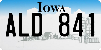IA license plate ALD841