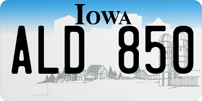 IA license plate ALD850